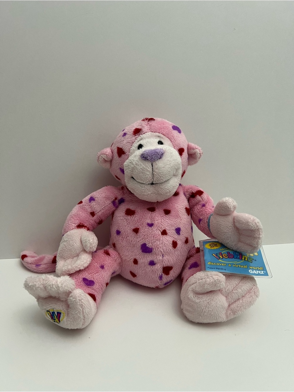 GANZ WEBKINZ Love Monkey Plush 8" Toy HM144 w/ Sealed Code Valentine's Day Heart